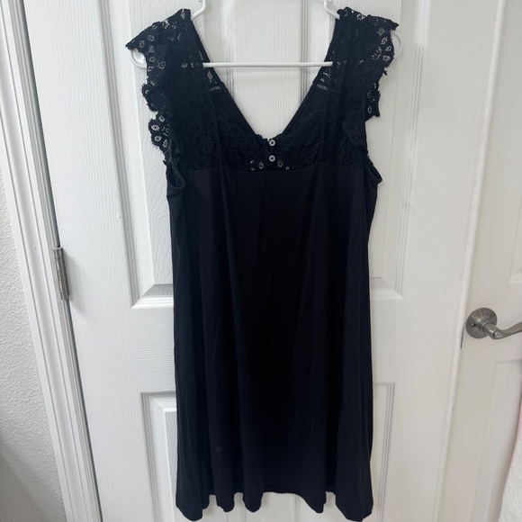 Ann Taylor LOFT Black Casual Lace Trim Dress - Picture 2 of 3